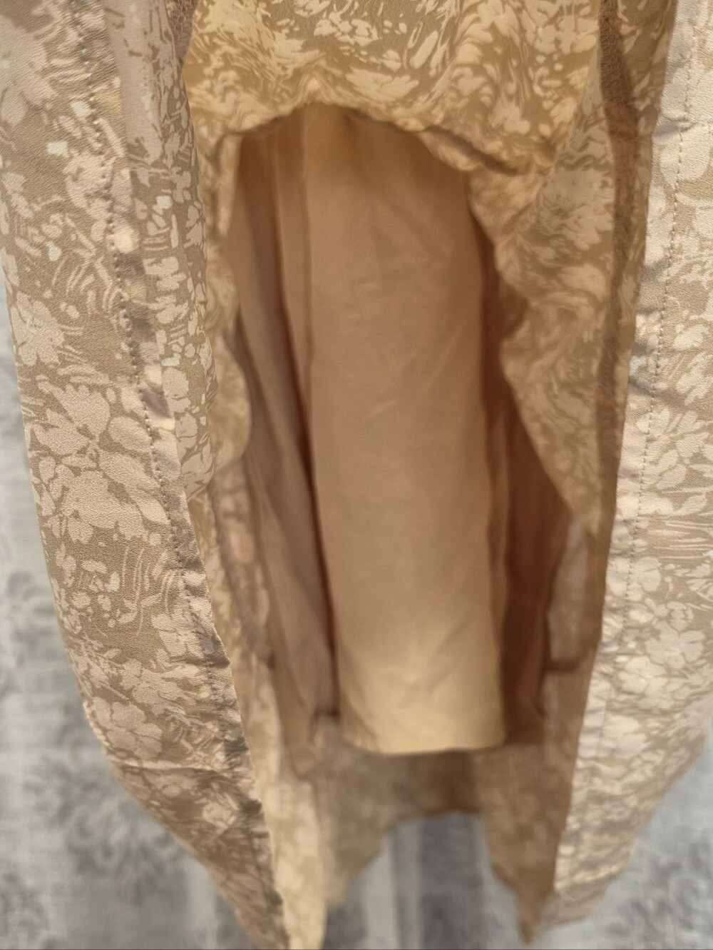 Mittoshop Beige Floral Halter Tiered Mini Dress Medium - Picture 4 of 5